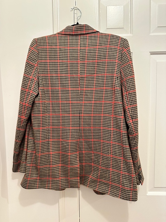 Anine Bing Womens Madeline Double-Breasted Plaid Blazer - Red/Black Houndstooth - Picture 11 of 12